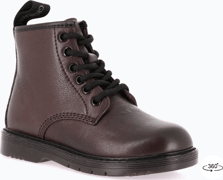 Anfibi bimba con lacci e zip dal 26 al 38 Nero e Bordeaux Grunland Junior - 7