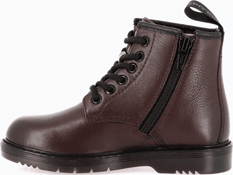 Anfibi bimba con lacci e zip dal 26 al 38 Nero e Bordeaux Grunland Junior - 9