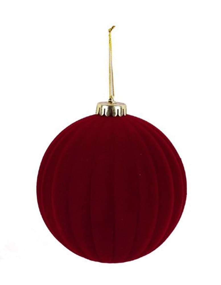 SET 6 PALLINE DI NATALE FLOCCATE 8CM STRINGATE BORDEAUX ALBERO DECORAZIONI NATALIZIE 632873 - 3