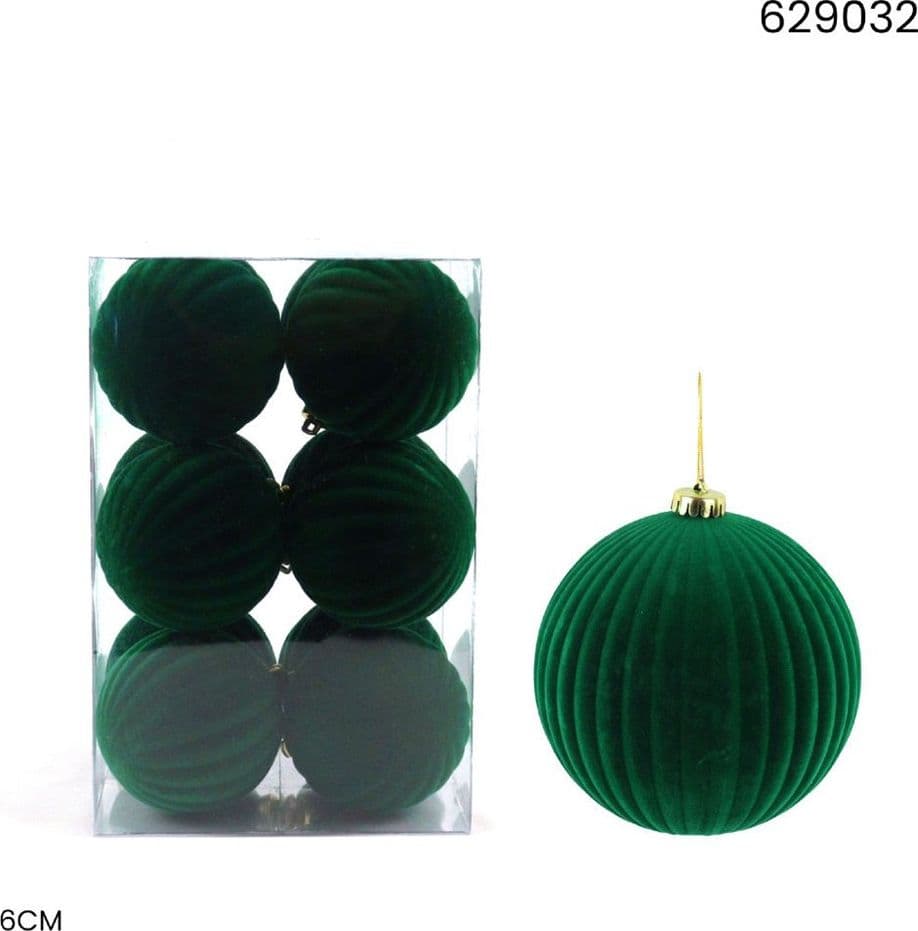 SET 12 PALLINE DI NATALE FLOCCATE 6CM STRINGATE ORNAMENTO PER ALBERO DECORAZIONI NATALIZIE - 3