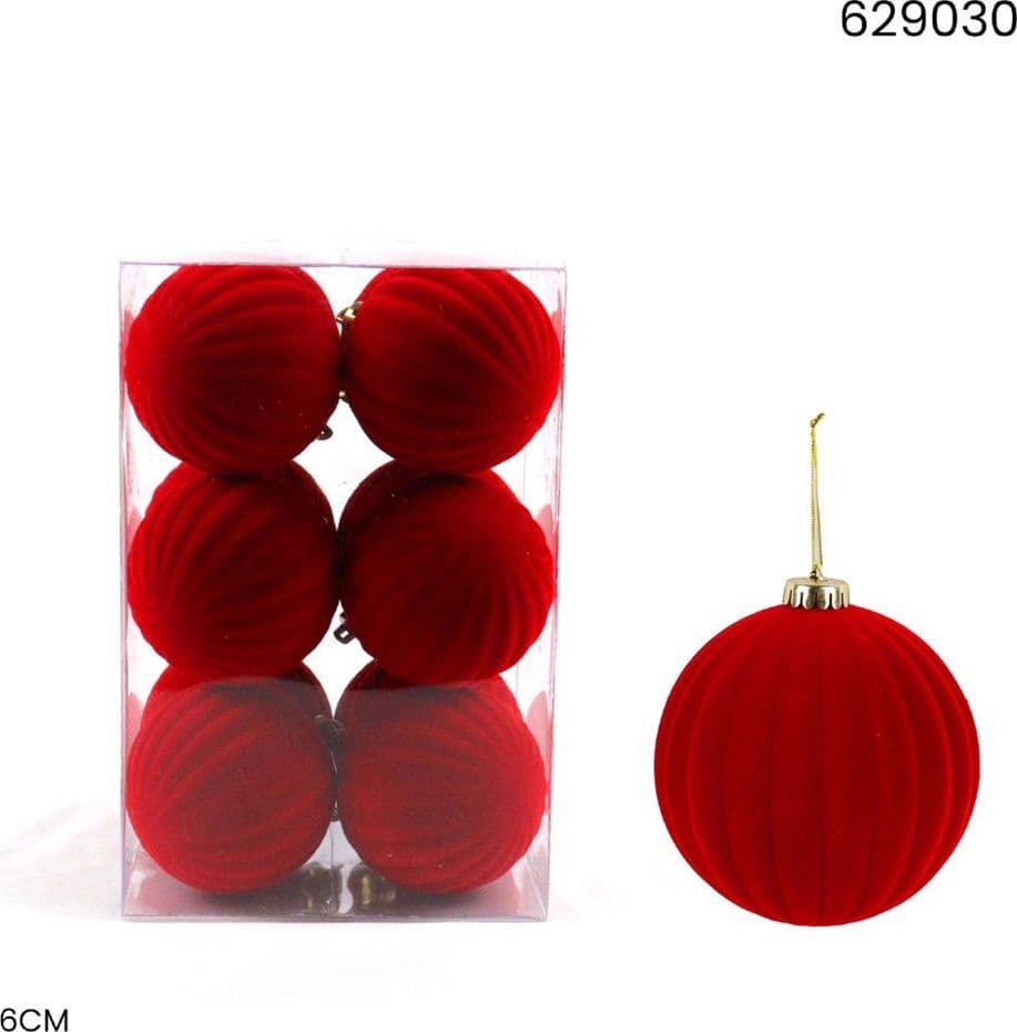 SET 12 PALLINE DI NATALE FLOCCATE 6CM STRINGATE ORNAMENTO PER ALBERO DECORAZIONI NATALIZIE - 5