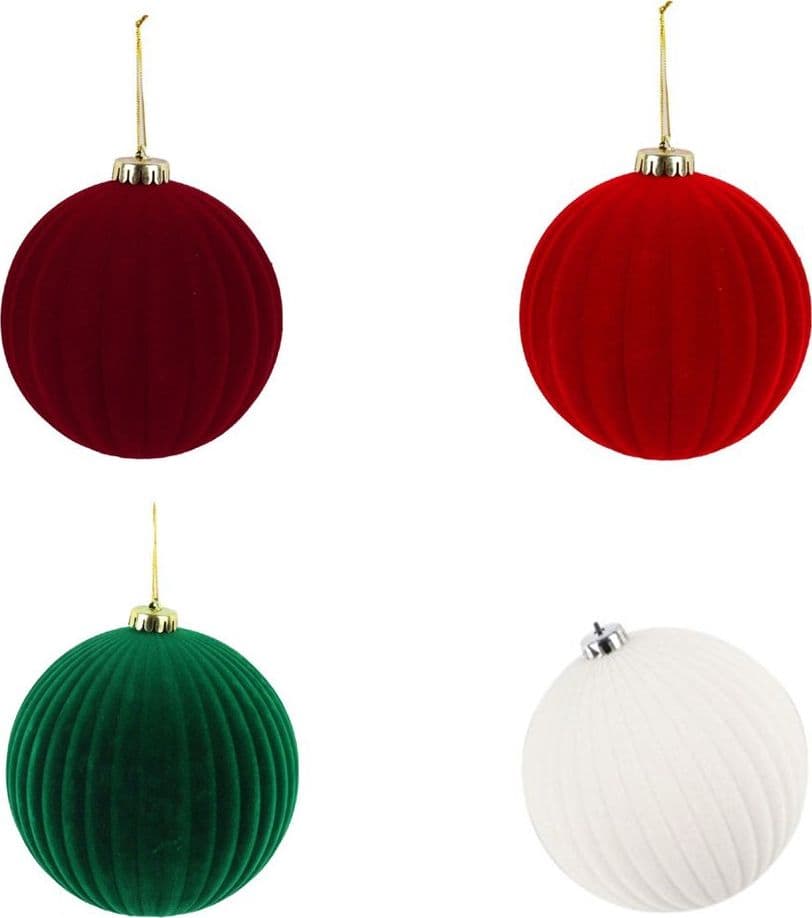 SET 8 PALLINE DI NATALE FLOCCATE 7 CM STRINGATE ORNAMENTO PER ALBERO DECORAZIONI NATALIZIE - 1