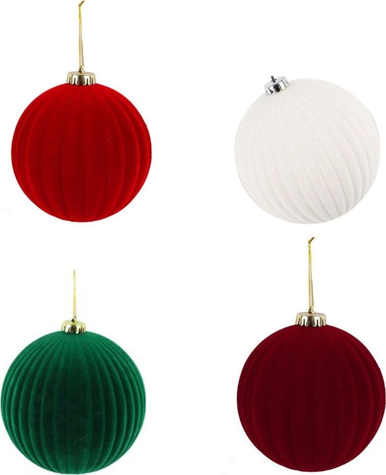 SET 16 PALLINE DI NATALE FLOCCATE 4CM STRINGATE ORNAMENTO PER ALBERO DECORAZIONI NATALIZIE - 1