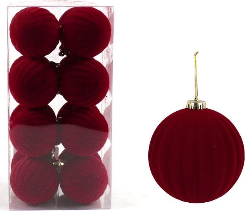 SET 16 PALLINE DI NATALE FLOCCATE 4CM STRINGATE ORNAMENTO PER ALBERO DECORAZIONI NATALIZIE - 4