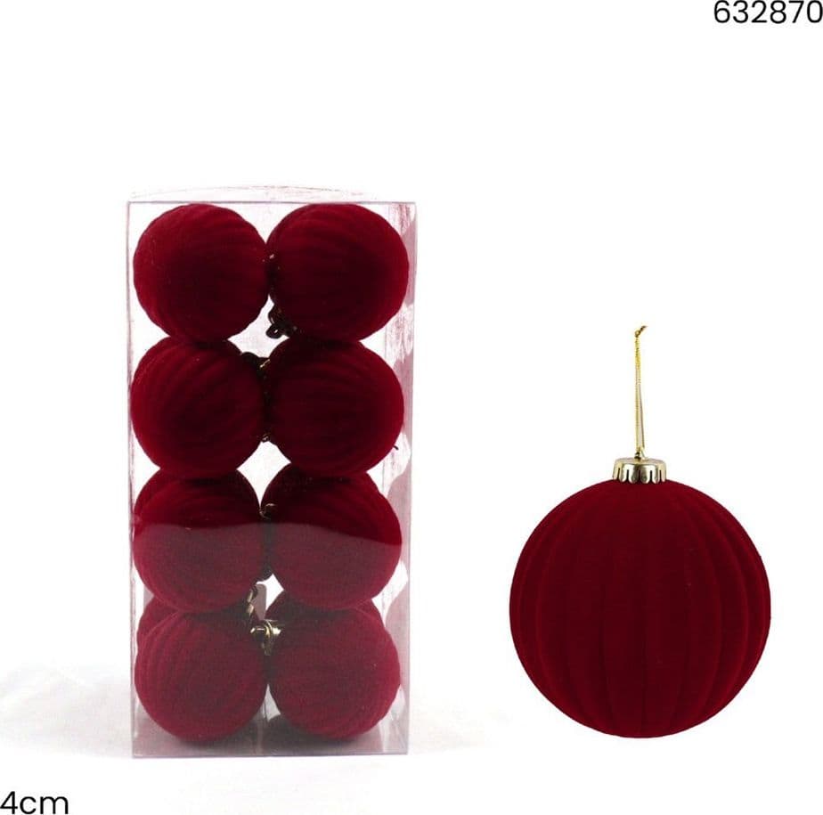 SET 16 PALLINE DI NATALE FLOCCATE 4CM STRINGATE ORNAMENTO PER ALBERO DECORAZIONI NATALIZIE - 5