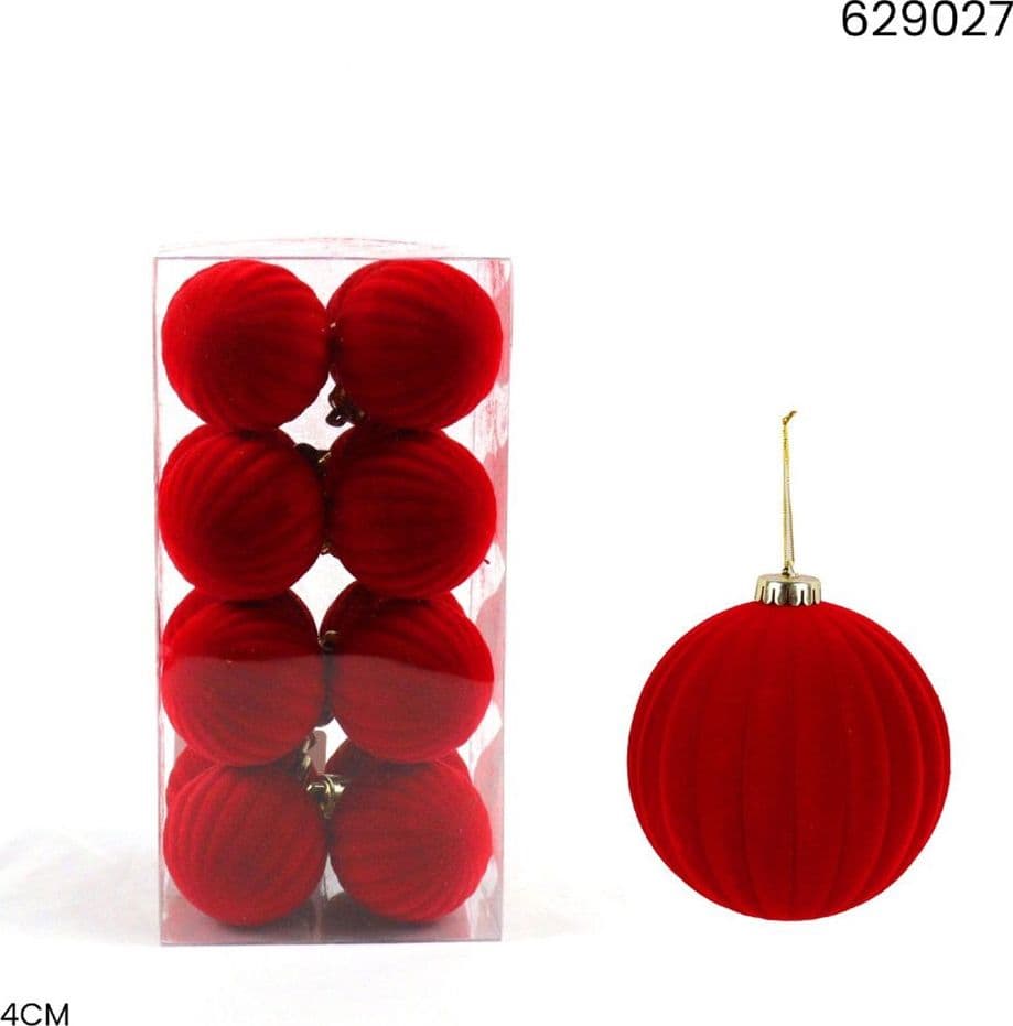 SET 16 PALLINE DI NATALE FLOCCATE 4CM STRINGATE ORNAMENTO PER ALBERO DECORAZIONI NATALIZIE - 7
