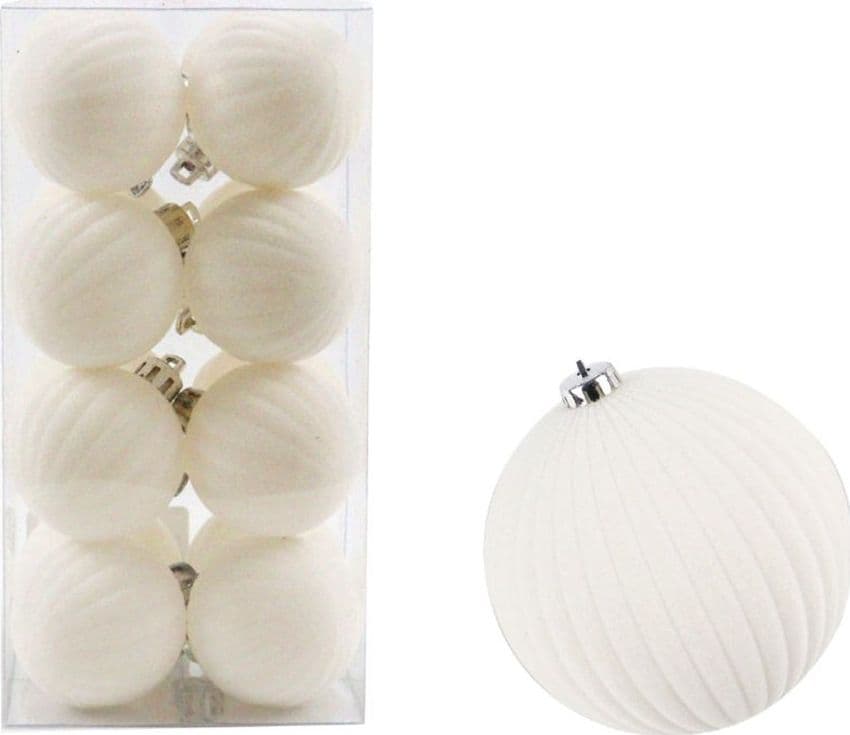 SET 16 PALLINE DI NATALE FLOCCATE 4CM STRINGATE ORNAMENTO PER ALBERO DECORAZIONI NATALIZIE - 8