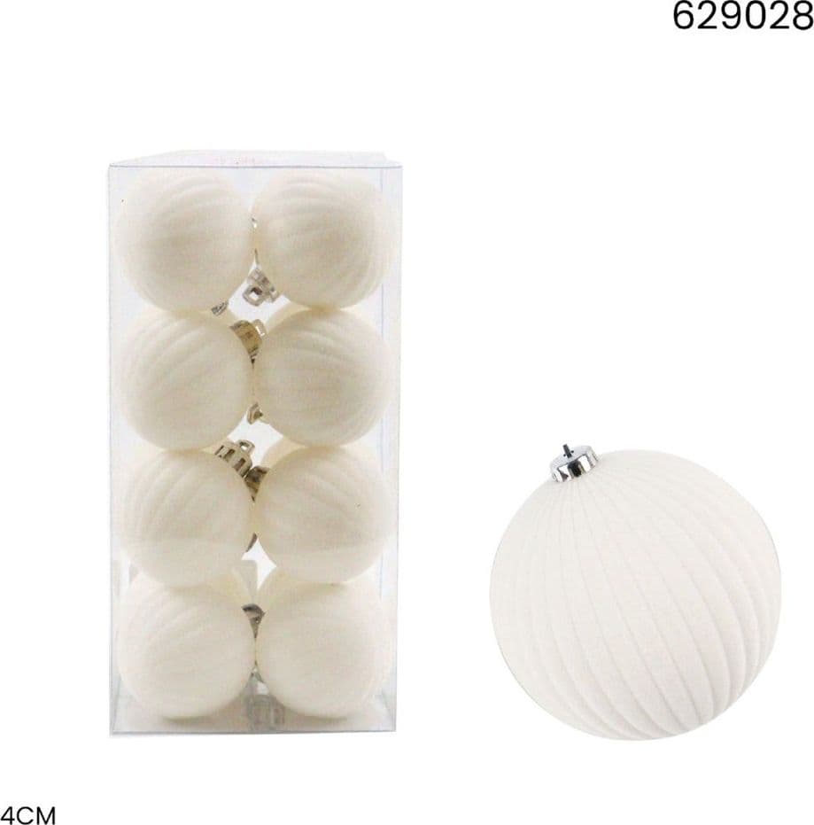 SET 16 PALLINE DI NATALE FLOCCATE 4CM STRINGATE ORNAMENTO PER ALBERO DECORAZIONI NATALIZIE - 9