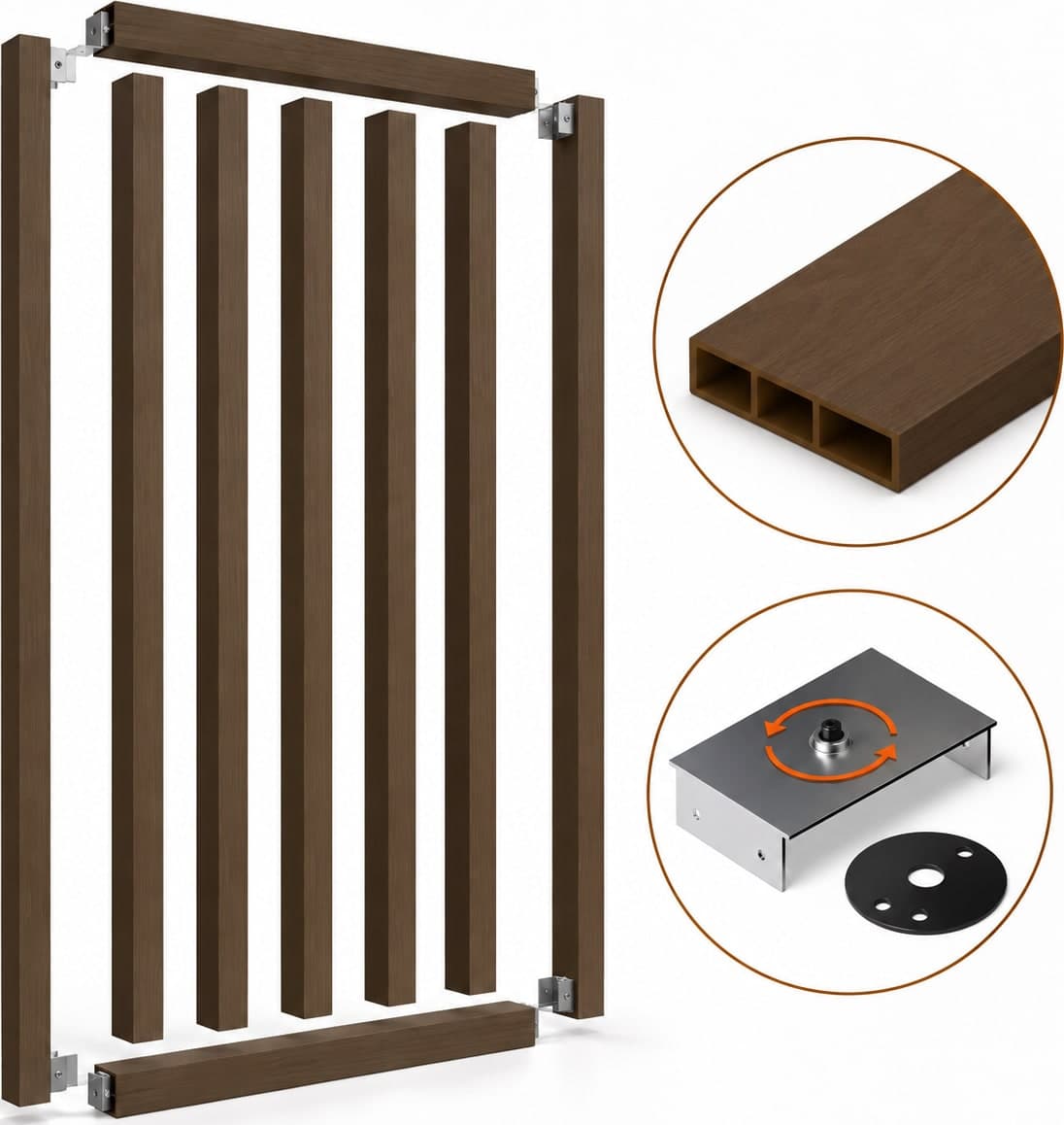 SIPA SLIM Kit completo (7 toghe+2 basi orizzontali+staffe GIREVOLI) Divisorio Frangiluce in PVC Effetto Legno – rifilabile  645x2900mm - 19