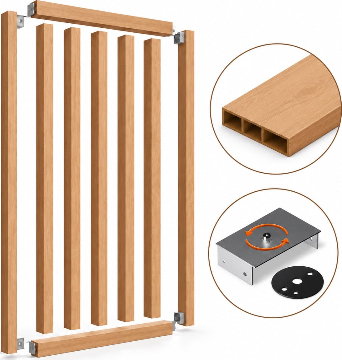 SIPA SLIM Kit completo (7 toghe+2 basi orizzontali+staffe GIREVOLI) Divisorio Frangiluce in PVC Effetto Legno – rifilabile  645x2900mm - 21