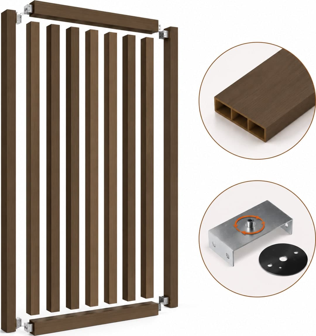 SIPA SLIM Kit completo (9 toghe+2 basi orizzontali+staffe GIREVOLI) Divisorio Frangiluce in PVC Effetto Legno – rifilabile  805x2900mm - 18
