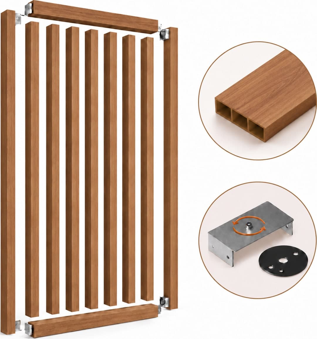 SIPA SLIM Kit completo (9 toghe+2 basi orizzontali+staffe GIREVOLI) Divisorio Frangiluce in PVC Effetto Legno – rifilabile  805x2900mm - 21