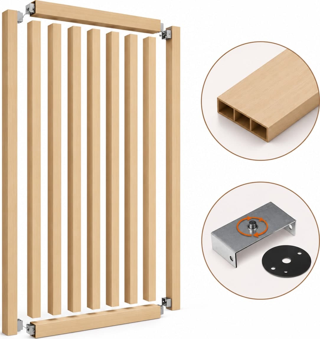 SIPA SLIM Kit completo (9 toghe+2 basi orizzontali+staffe GIREVOLI) Divisorio Frangiluce in PVC Effetto Legno – rifilabile  805x2900mm - 22