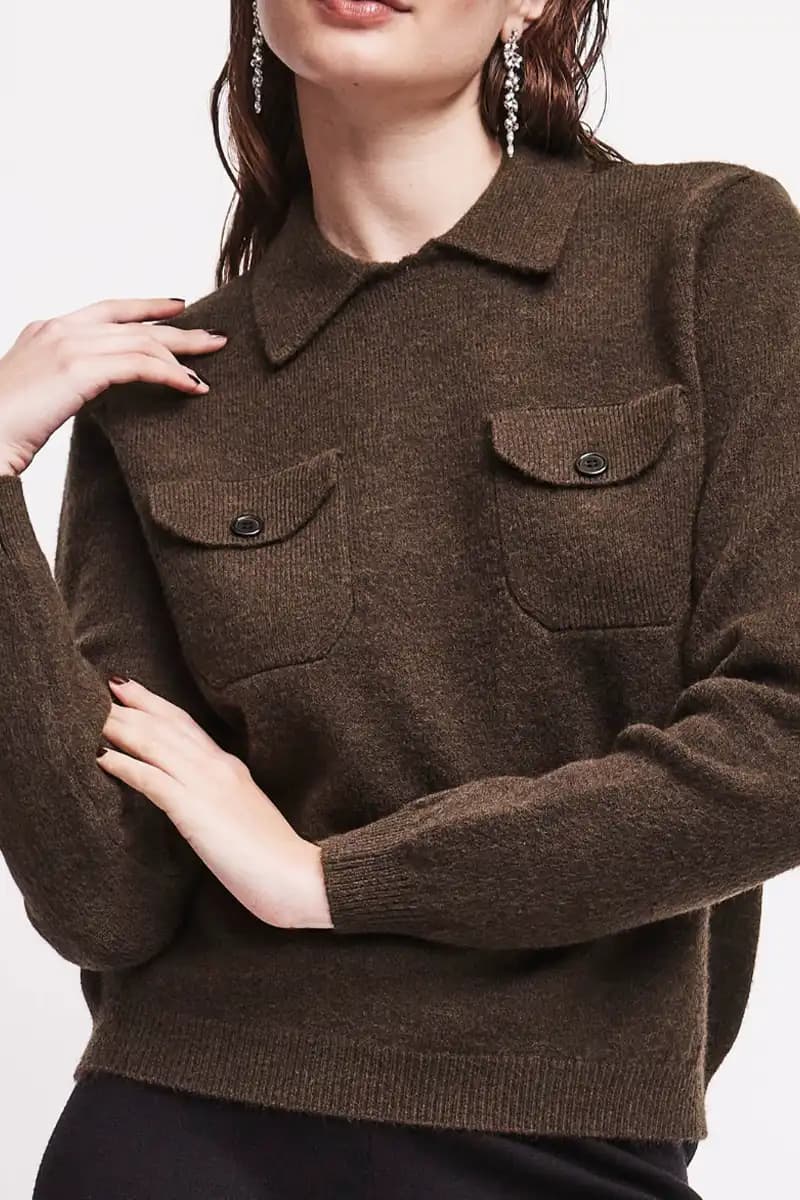 Maglia con colletto e tasche | VERDISSIMA Cosy - 2