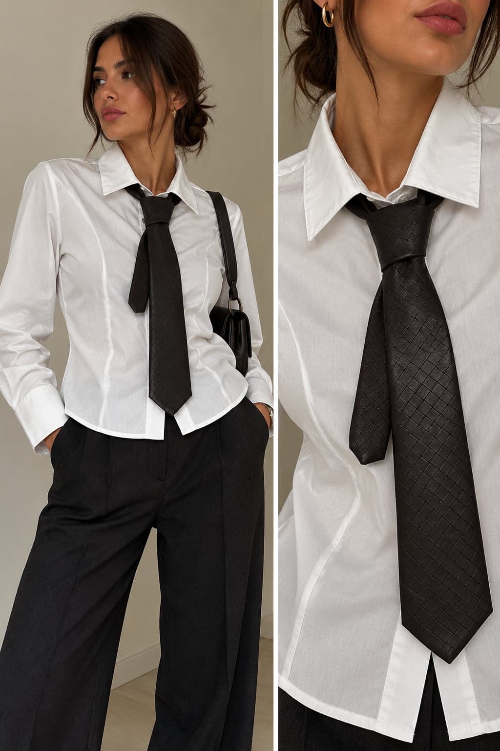 CAMICIA CON CRAVATTA ECO BIANCO/MOKA - 2