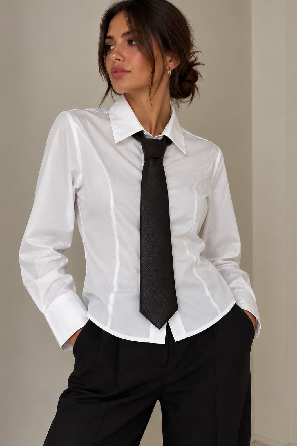 CAMICIA CON CRAVATTA ECO BIANCO/MOKA - 3