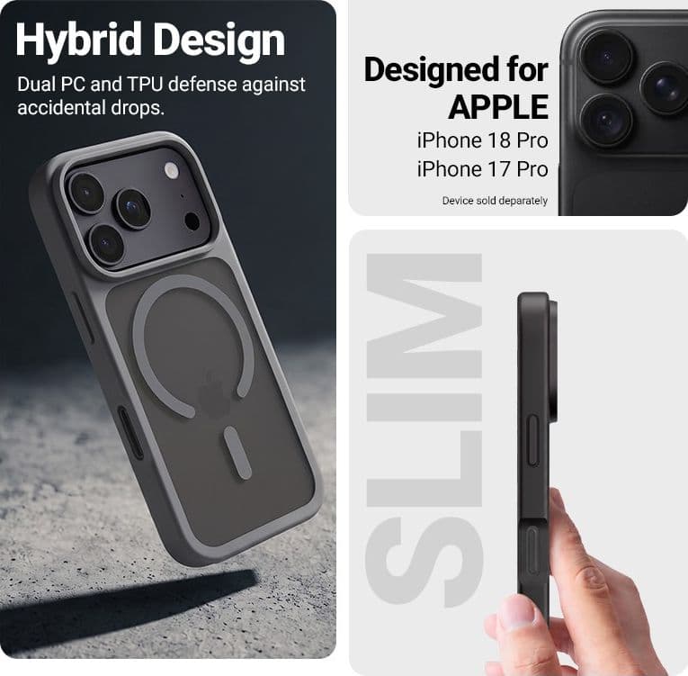 Crong Hybrid Matte Magnetic - MagSafe Case for iPhone 18 Pro / 17 Pro (Black) - 2