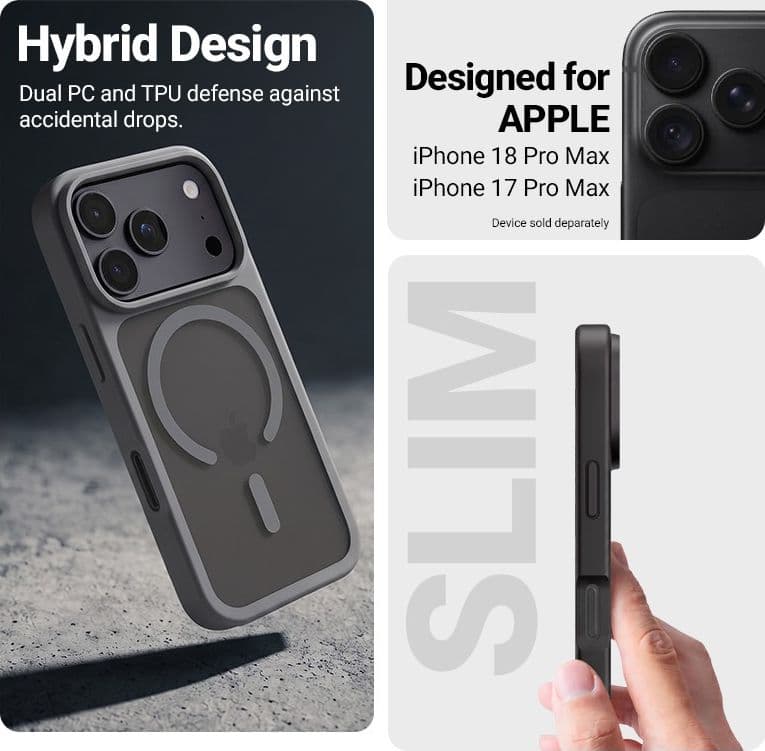 Crong Hybrid Matte Magnetic - MagSafe Case for iPhone 18 Pro Max / 17 Pro Max (Black) - 2