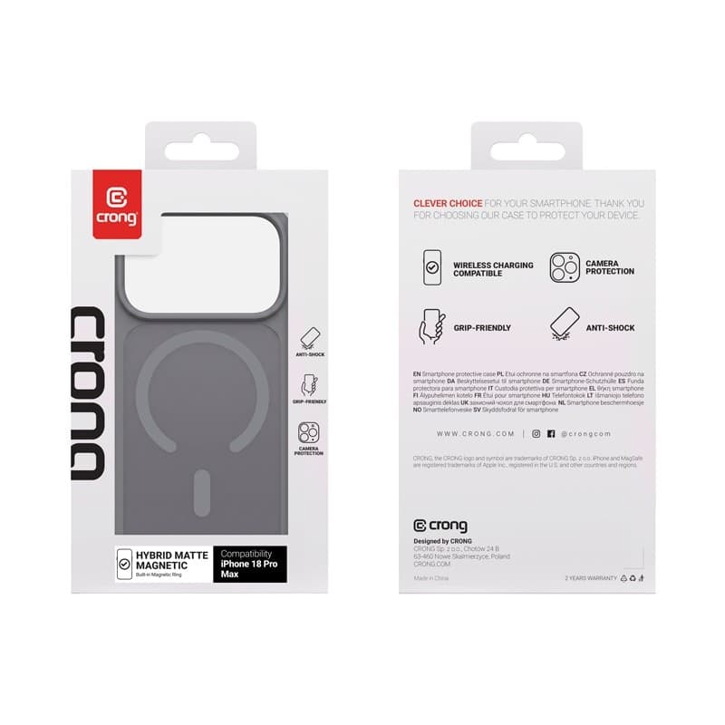Crong Hybrid Matte Magnetic - MagSafe Case for iPhone 18 Pro Max / 17 Pro Max (Black) - 4