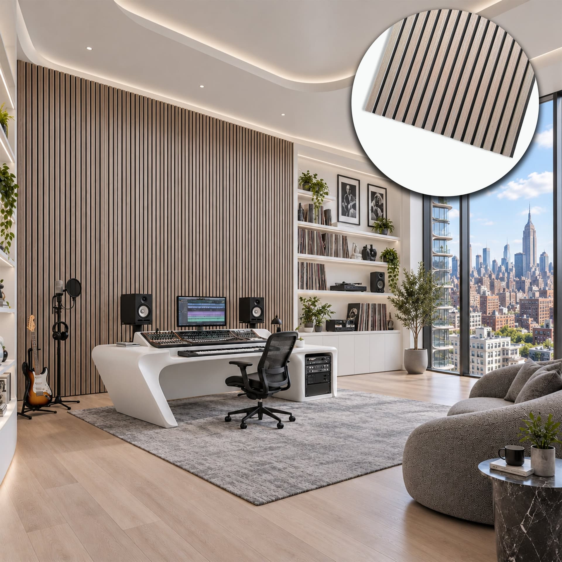 Pannello acustico a lamelli in vero legno di Teak, fibra di legno e feltro – 12 × 600 × 2900 mm – 1,74 m² - 3