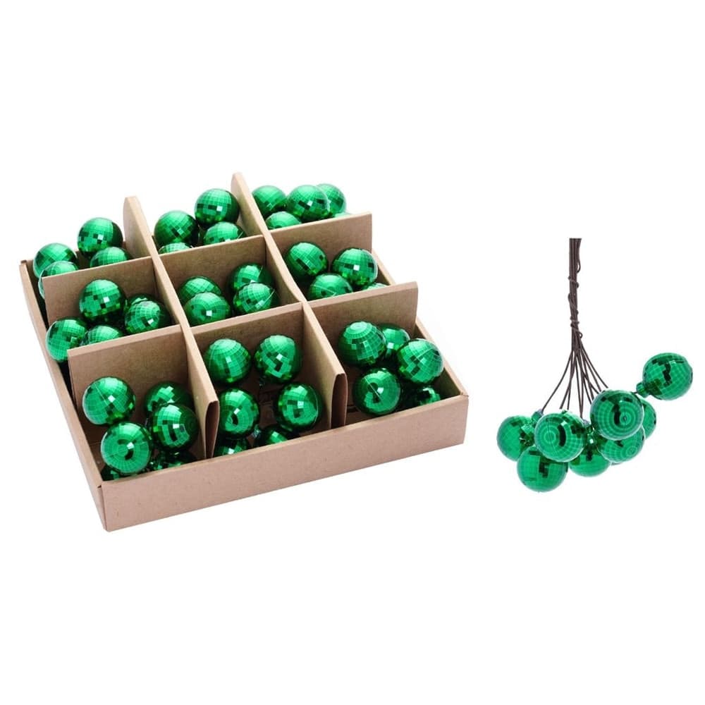 SET 9PZ GRAPPOLO DI 6 PALLINE NATALIZIE SFERE EFFETTO DIAMANTE DA 3CM ADDOBBO FESTE NATALE - 2