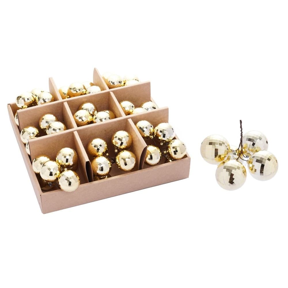 SET 9PZ GRAPPOLO DI 6 PALLINE NATALIZIE SFERE EFFETTO DIAMANTE DA 3CM ADDOBBO FESTE NATALE - 6