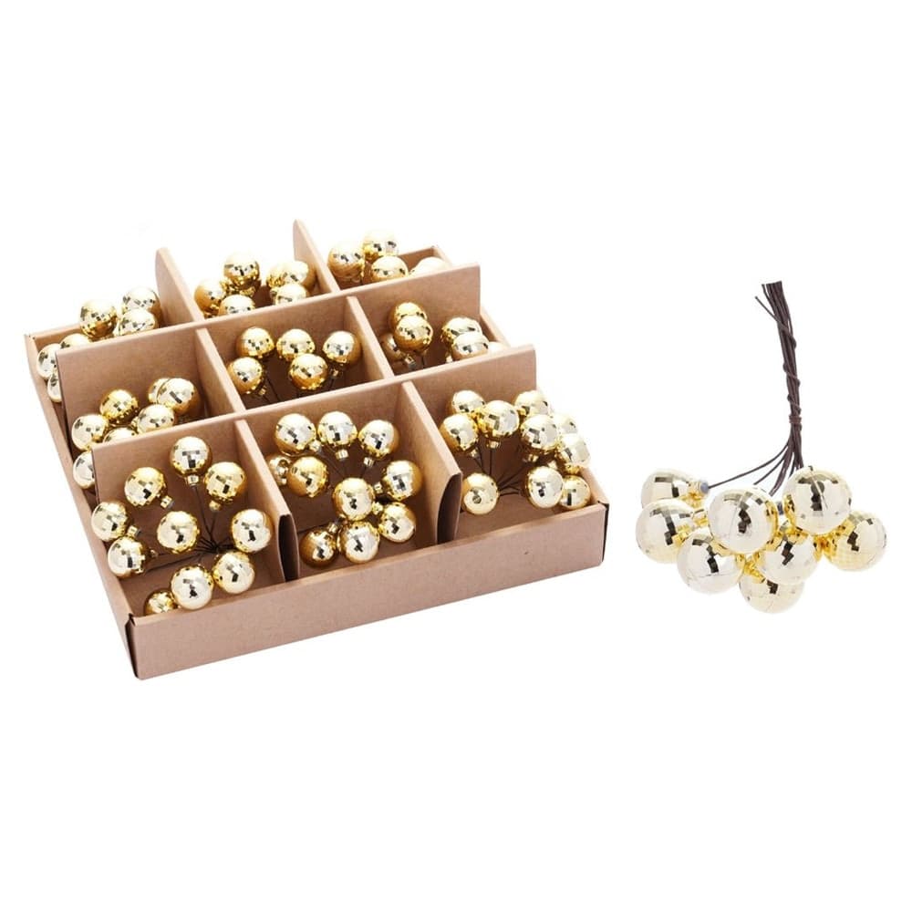SET 9PZ GRAPPOLO DI 10 PALLINE NATALIZIE SFERE EFFETTO DIAMANTE 2CM ADDOBBO FESTE NATALE - 2