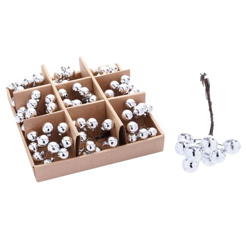 SET 9PZ GRAPPOLO DI 10 PALLINE NATALIZIE SFERE EFFETTO DIAMANTE 2CM ADDOBBO FESTE NATALE - 4