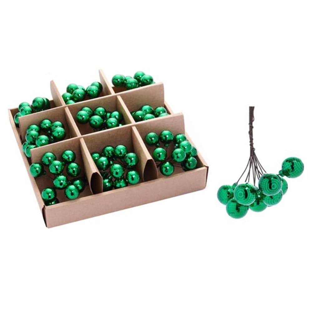 SET 9PZ GRAPPOLO DI 10 PALLINE NATALIZIE SFERE EFFETTO DIAMANTE 2CM ADDOBBO FESTE NATALE - 6