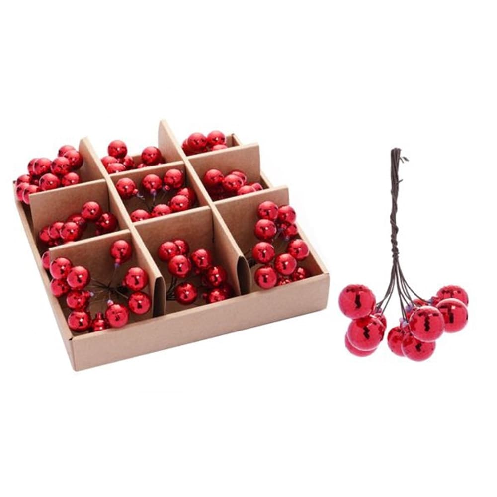 SET 9PZ GRAPPOLO DI 10 PALLINE NATALIZIE SFERE EFFETTO DIAMANTE 2CM ADDOBBO FESTE NATALE - 8