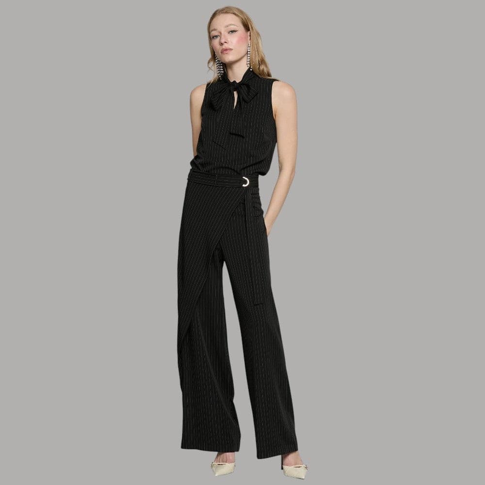 Pantalone Relish Lennox gessato con cintura Nero - 4