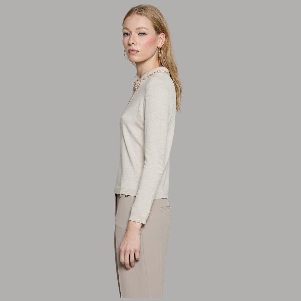 Maglia Relish Loremy con colletto polo e catena avorio - 2