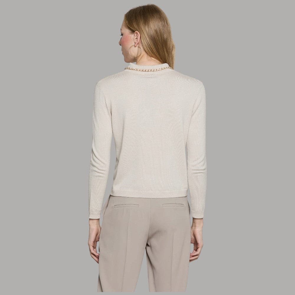 Maglia Relish Loremy con colletto polo e catena avorio - 3