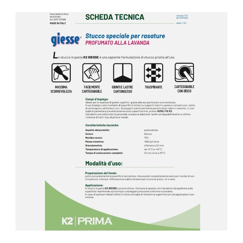 Stucco Rasante in Pasta K2-GS x Pareti interne e lastre di cartongesso 5 e 20 kg - 17