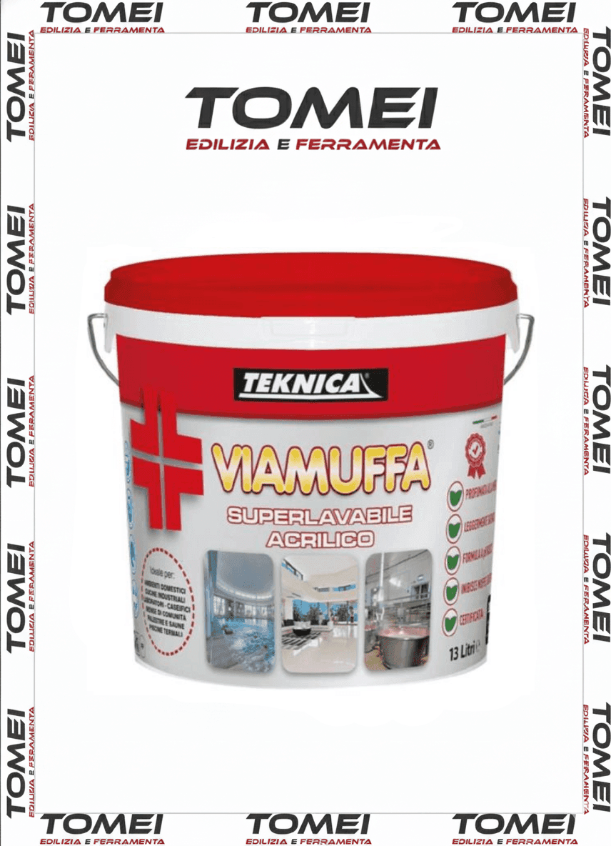 IDROPITTURA SUPERLAVABILE ACRILICO VIAMUFFA LT 4 O LT 13 BIANCO PURO TEKNICA - 9