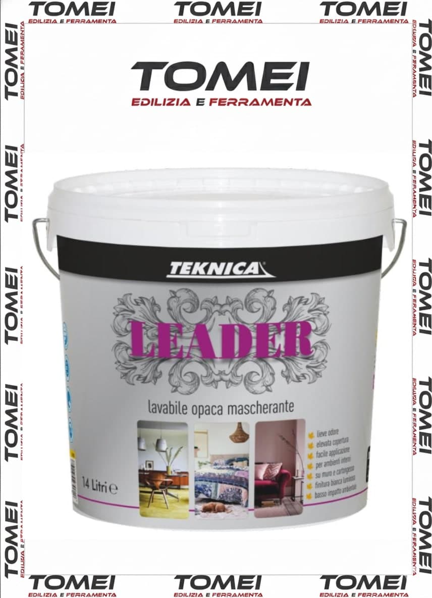 Idropittura Lavabile LEADER Teknica 4-14lt - Traspirante MASCHERANTE Bianca - 33