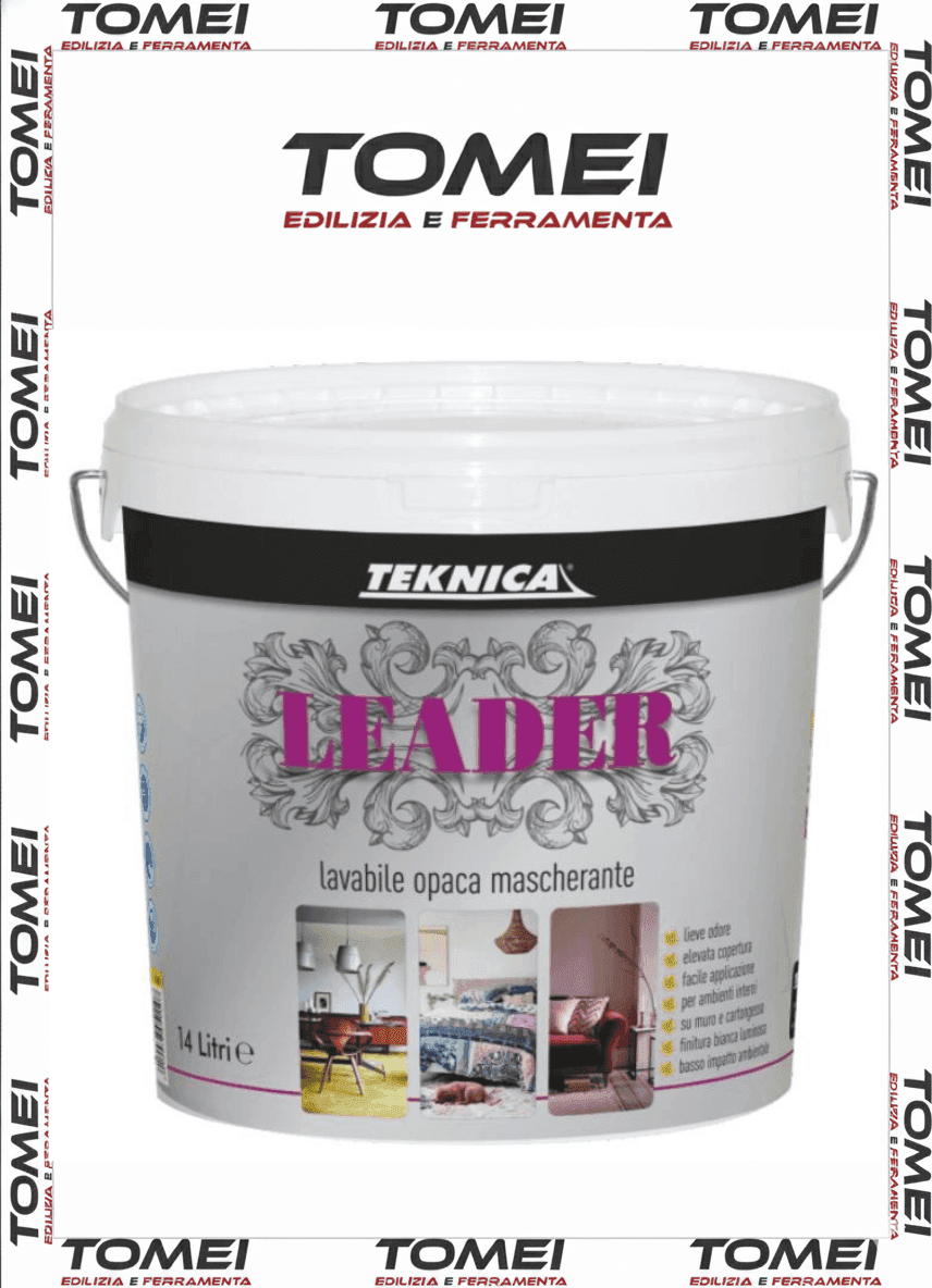 Idropittura Lavabile LEADER Teknica 4-14lt - Traspirante MASCHERANTE Bianca - 6