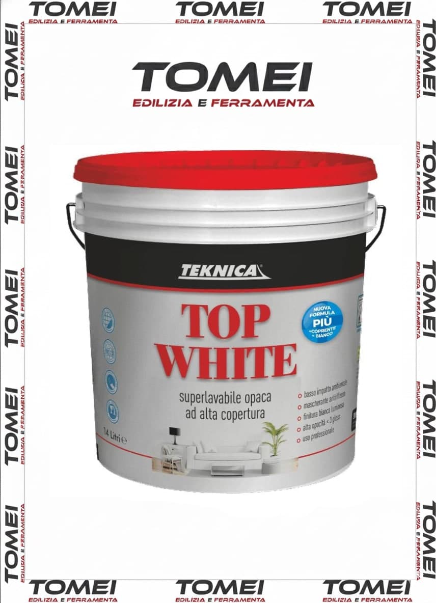 Idropittura TOPWHITE Teknica Superlavabile Bianco Assoluto Alta Resa 4-14 LT - 34