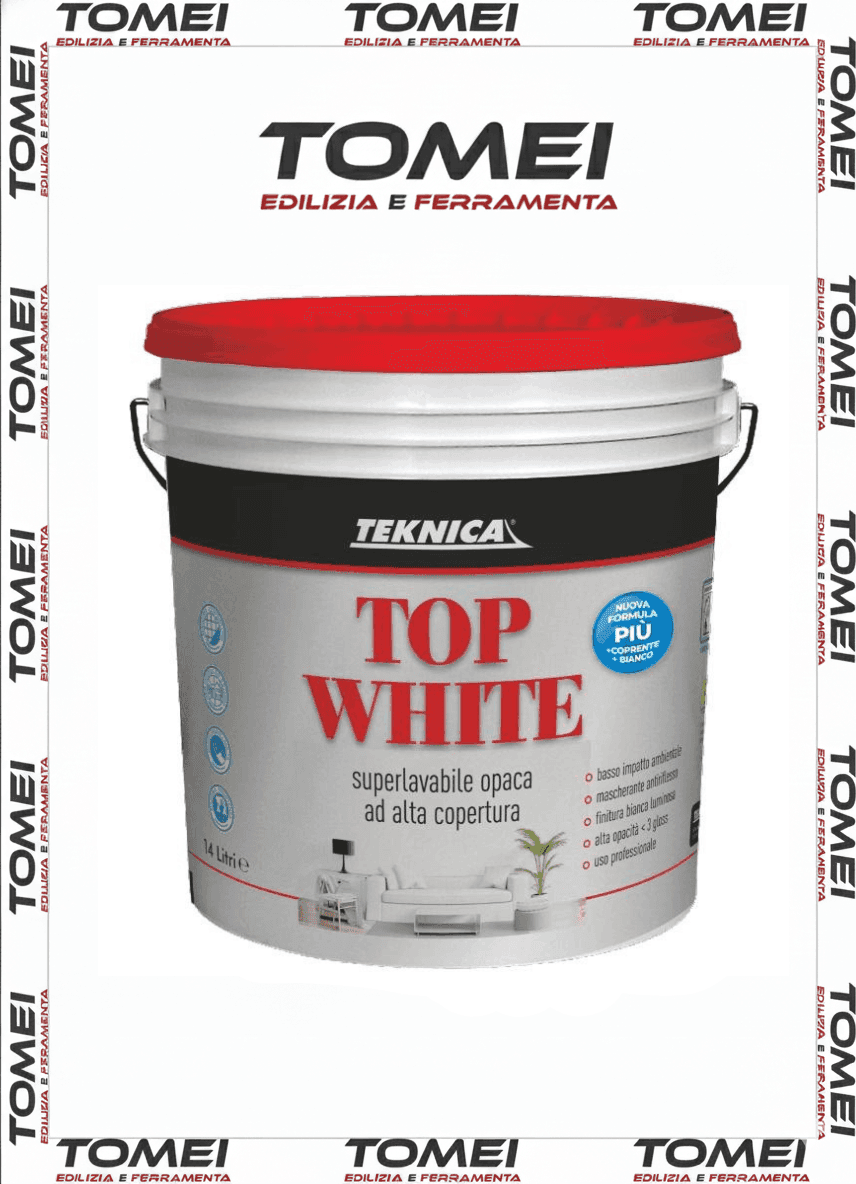 Idropittura TOPWHITE Teknica Superlavabile Bianco Assoluto Alta Resa 4-14 LT - 10
