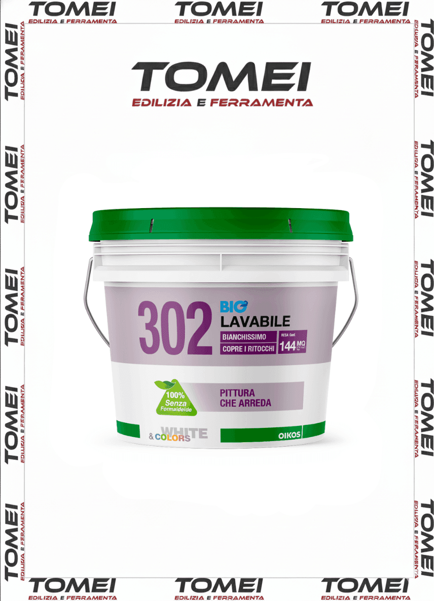 BIANCO 302 OIKOS ECOPITTURA PITTURA ACRILICA LAVABILE TRASPIRANT COPRENTE 4-12LT - 15