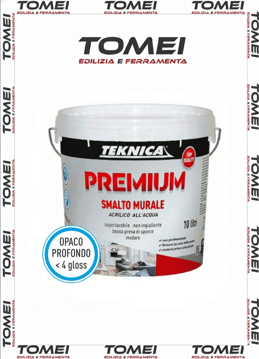 TEKNICA PREMIUM SMALTO MURALE all'Acqua OPACO Bianco Alta Resistenza 0,75-4-10LT - 18