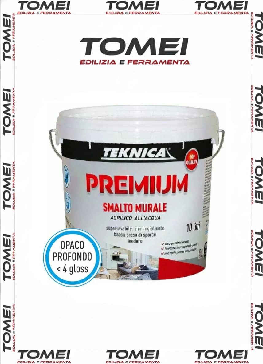 TEKNICA PREMIUM SMALTO MURALE all'Acqua OPACO Bianco Alta Resistenza 0,75-4-10LT - 46