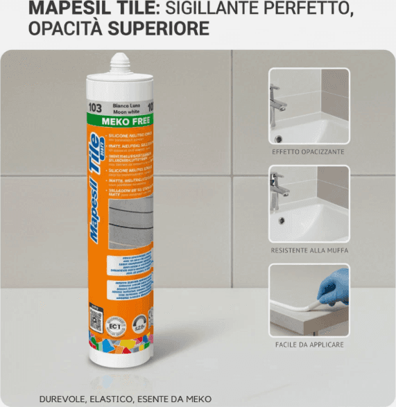Sigillante Siliconico Opaco Per Ceramica Resistente a Muffa Mapesil Tile Matt - 21