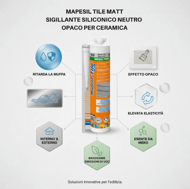 Sigillante Siliconico Opaco Per Ceramica Resistente a Muffa Mapesil Tile Matt - 22