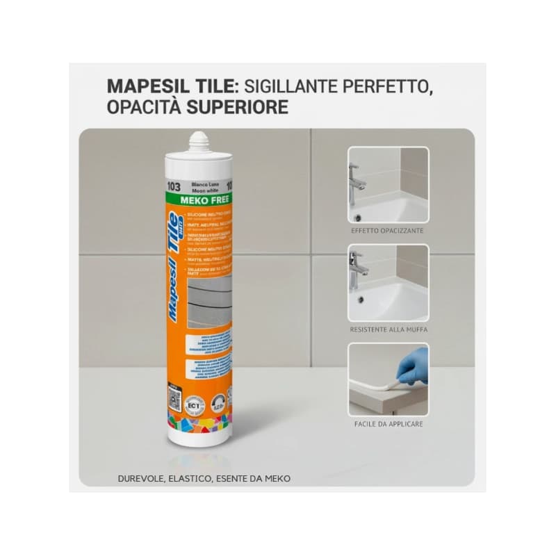 Sigillante Siliconico Opaco Per Ceramica Resistente a Muffa Mapesil Tile Matt - 28