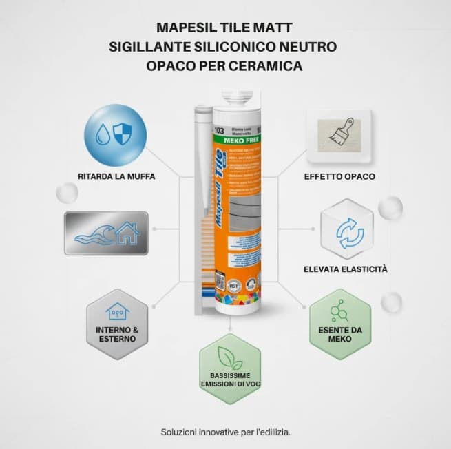 Sigillante Siliconico Opaco Per Ceramica Resistente a Muffa Mapesil Tile Matt - 40