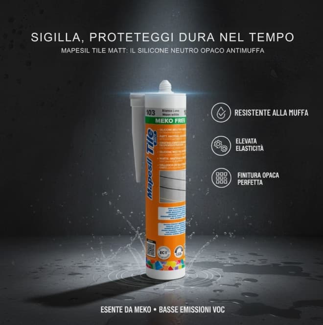 Sigillante Siliconico Opaco Per Ceramica Resistente a Muffa Mapesil Tile Matt - 47
