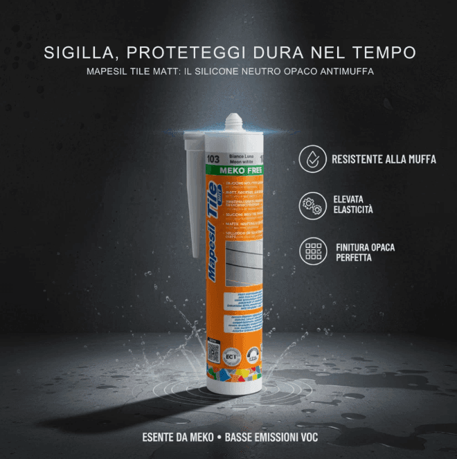 Sigillante Siliconico Opaco Per Ceramica Resistente a Muffa Mapesil Tile Matt - 6