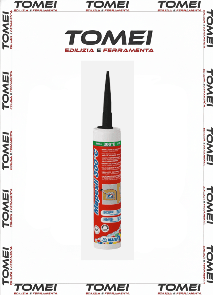 MAPEI MAPESIL 300°C SIGILLANTE SILICONICO ACETICO NERO 300 ML PER ALTE TEMPER - 17