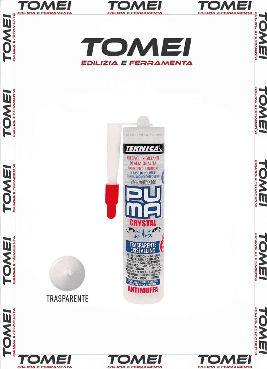 Teknica Adesivo Sigillante Puma Crystal Antimuffa Ottima resistenza 280 ML - 5